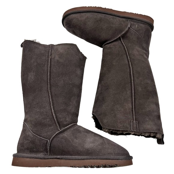 Lamo Dark Brown Bellona Tall Suede Boots Pull On Womens Size 9 Perfect Condition - Picture 6 of 10